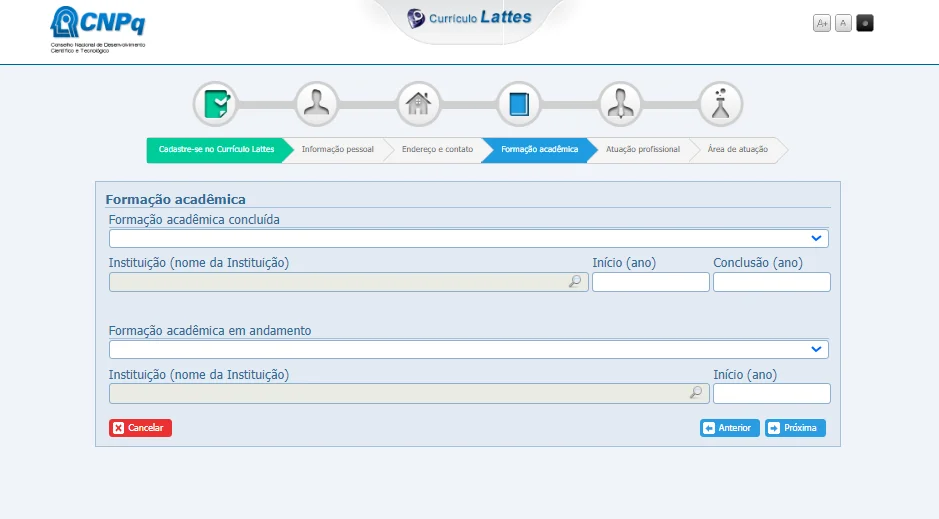 formação acadêmica lattes