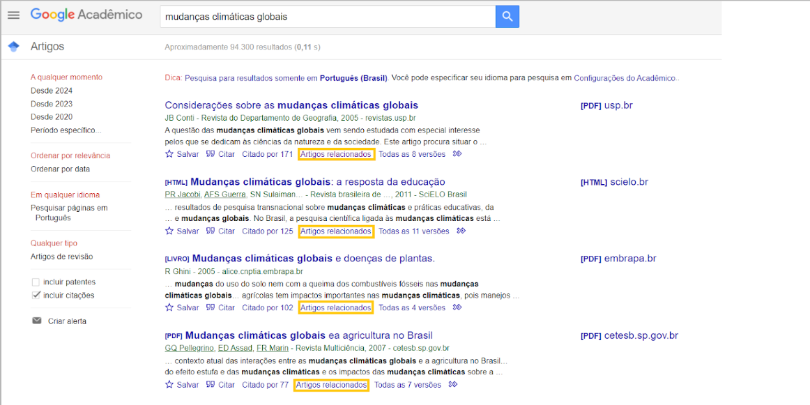 artigos relacionados google acadêmico