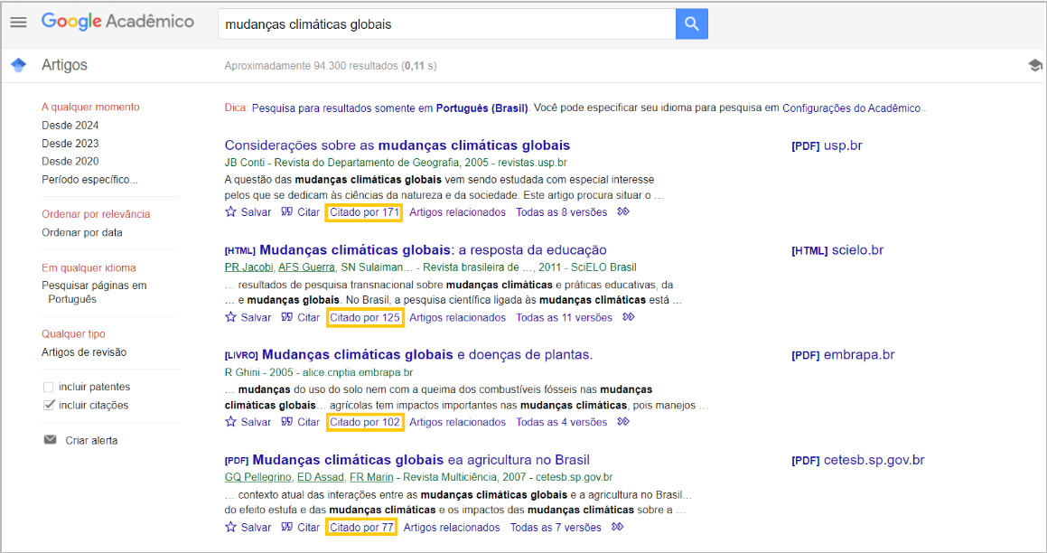 citado por google acadêmico