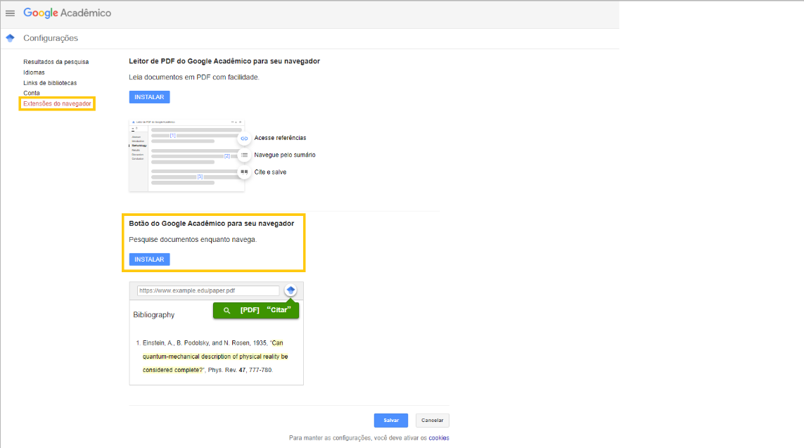extensão google acadêmico