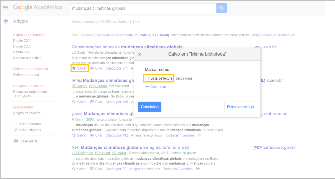 artigos com marcadores google acadêmico
